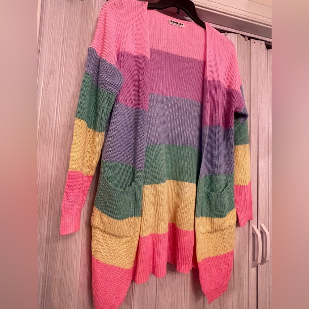 Rainbow Open Front Cardigan Size XL NWOT*SOLD* - Picture 5 of 6